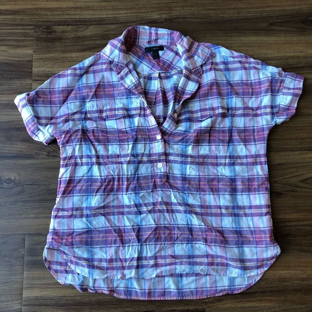 J. Crew Plaid Pullover Short Sleeve